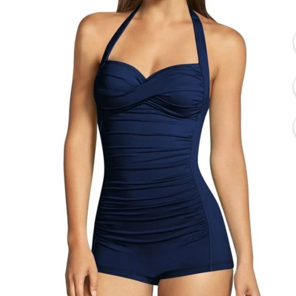 New without tags Navy Blue Halter One-Piece Swimsuit women’s size XXL.